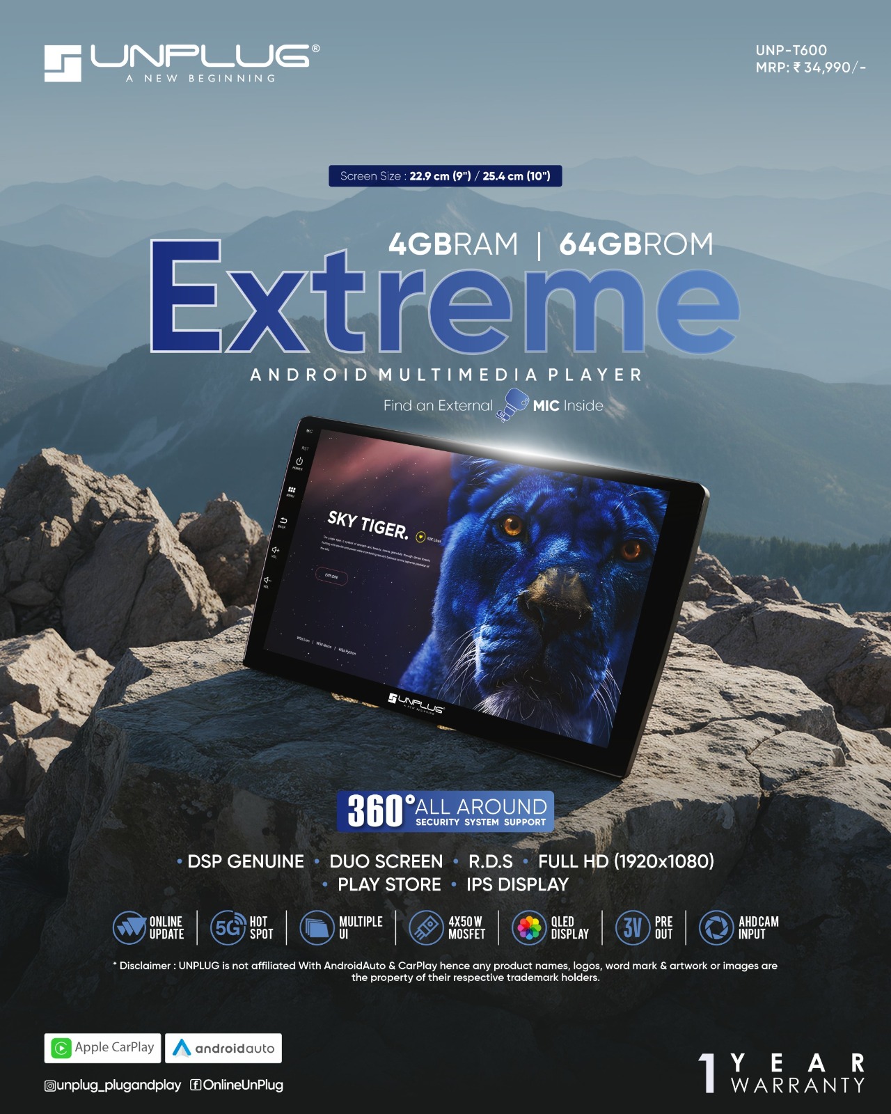 T600 Android Car Player – 4GB RAM + 64GB ROM